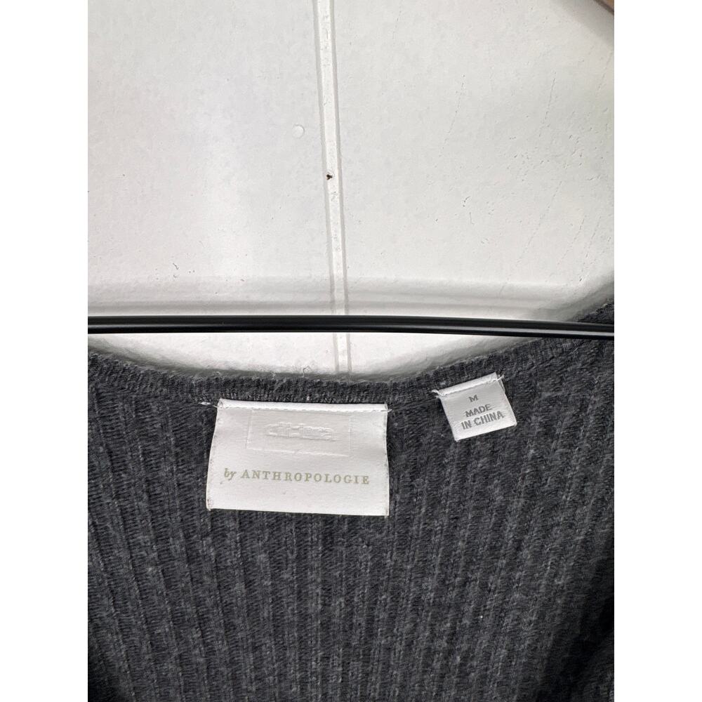 ✨2/$30✨ Anthropologie Ett Twa Amrita Gray Ribbed Notch Neck Tunic Sweater Medium - Picture 6 of 8